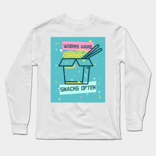 Works Hard, Snacks Often - Noodles Edition Long Sleeve T-Shirt